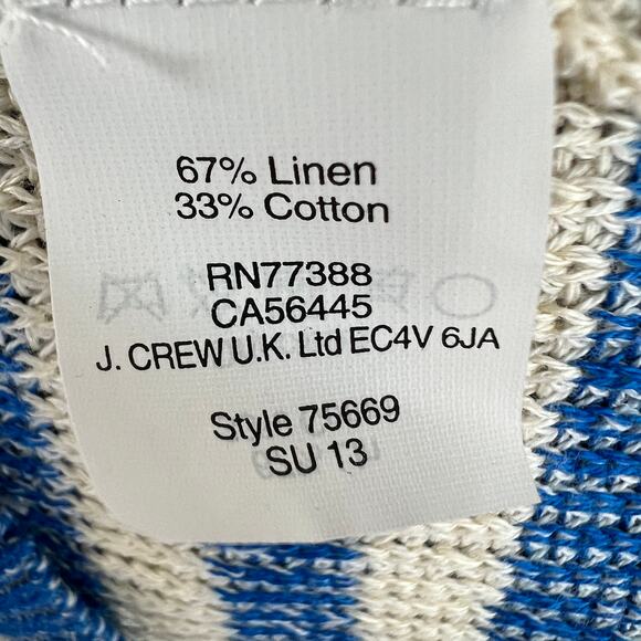 J.Crew Linen Blend Blue White Striped Ribbed Crew Neck 3/4 Sleeve Sweater Sz XS - Picture 6 of 6